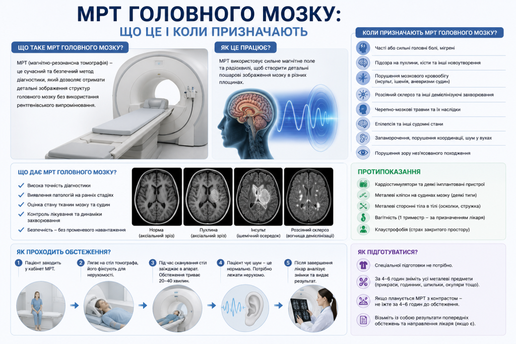 Інфографіка про показання до МРТ головного мозку